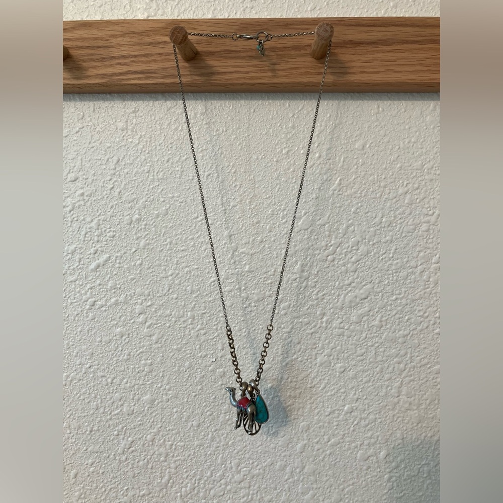 Lucky Brand Silver and Turquoise Pendant Necklace